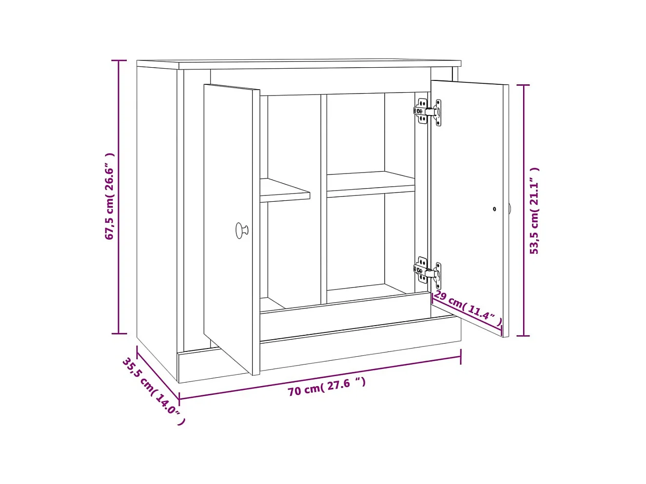 Buffet chêne sonoma 70x35,5x67,5 cm bois d'ingénierie
