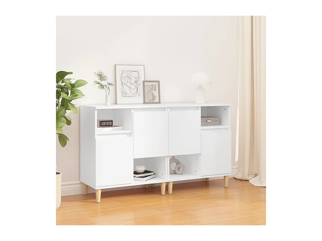 Buffets 2 pcs blanc 60x35x70 cm bois d'ingénierie