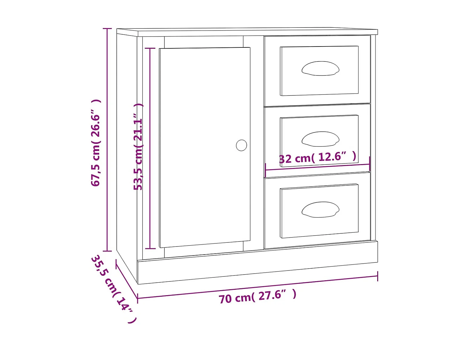 Sideboard Betongrau 70x35,5x67,5 cm Holzwerkstoff