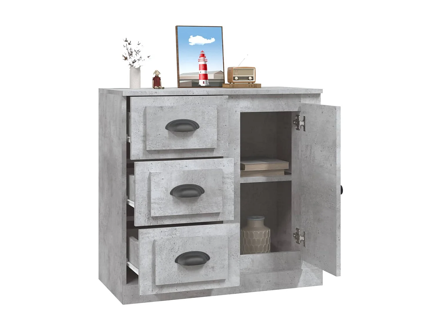 Dressoir 70x35,5x67,5 cm bewerkt hout betongrijs