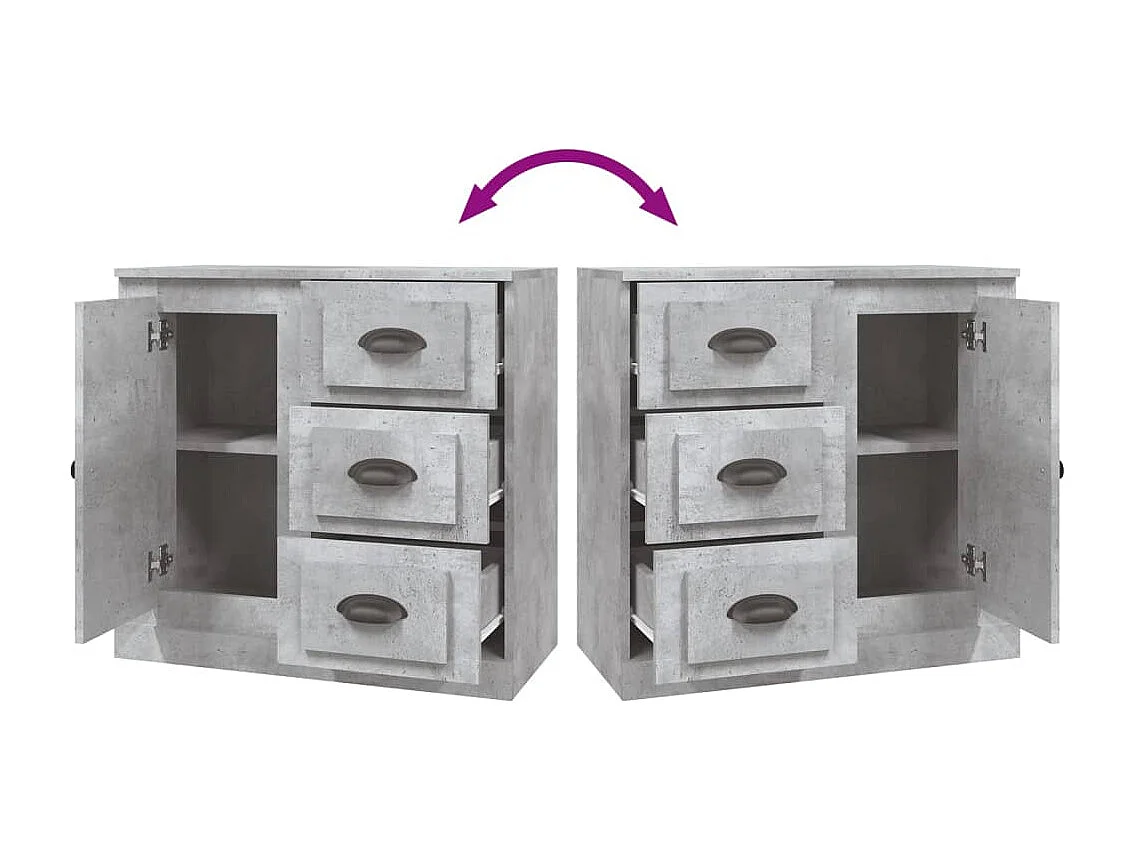 Dressoir 70x35,5x67,5 cm bewerkt hout betongrijs