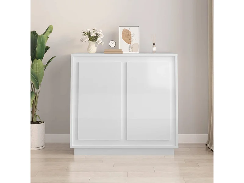 Dressoir 80x34x75 cm bewerkt hout hoogglans wit