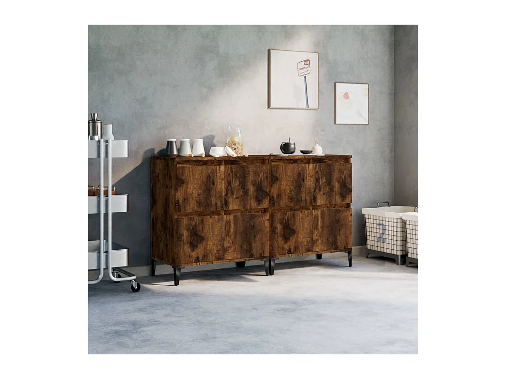 Buffets 2 pcs chêne fumé 60x35x70 cm bois d'ingénierie