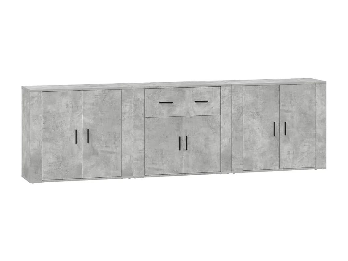Aparadores 3 pcs derivados de madeira cinzento cimento