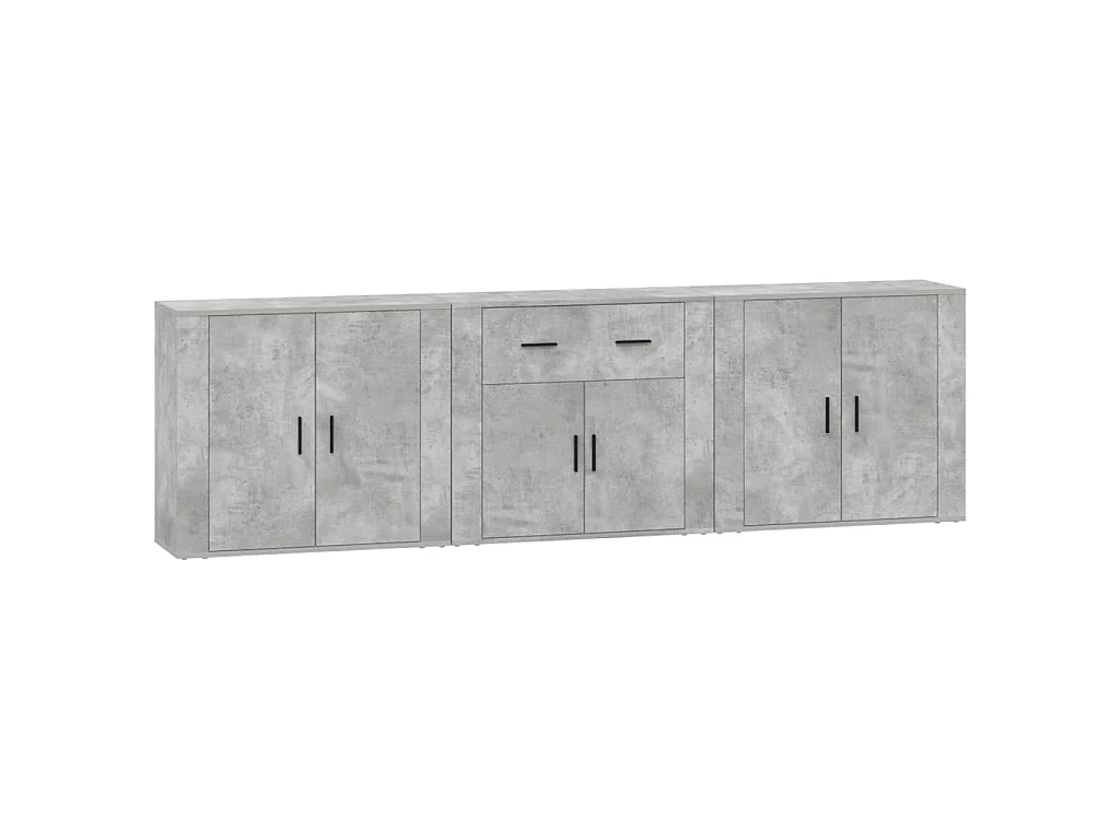 Aparadores 3 piezas madera contrachapada gris hormigón