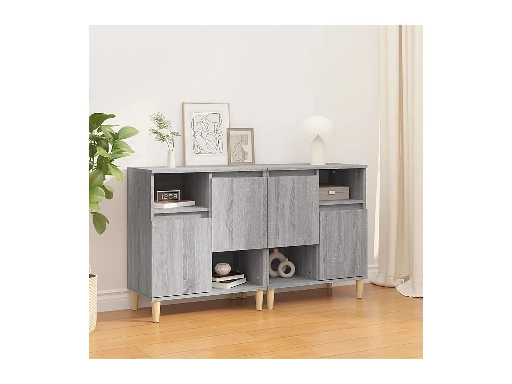 Aparadores 2 uds madera contrachapada gris Sonoma 60x35x70 cm