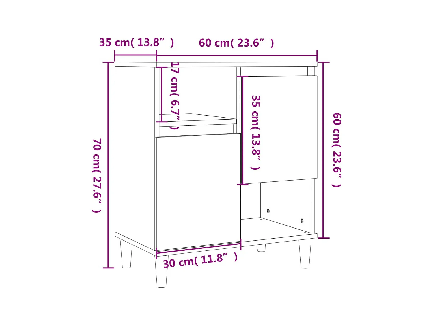 Aparadores 2 pcs 60x35x70 cm derivados madeira cinza sonoma