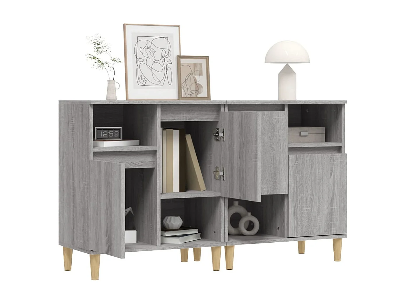 Aparadores 2 pcs 60x35x70 cm derivados madeira cinza sonoma