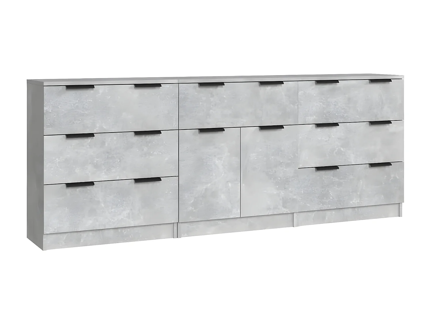 3-tlg. Sideboard-Set Betongrau Holzwerkstoff