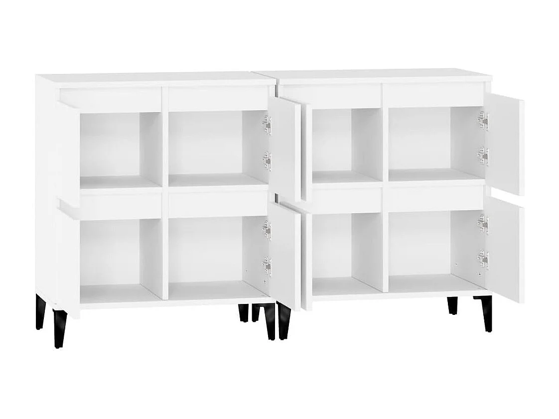 Dressoirs 2 st 60x35x70 cm bewerkt hout wit