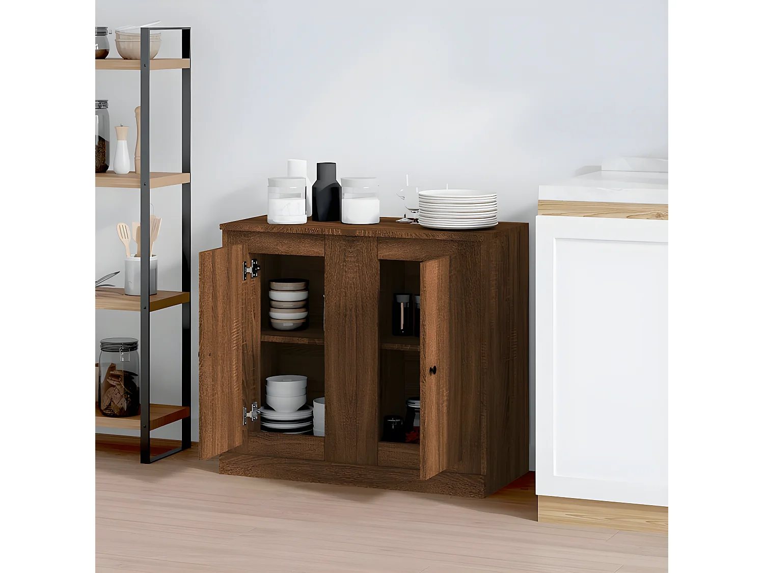 Dressoirs 2 st 37,5x35,5x67,5 cm bewerkt hout bruin eikenkleur