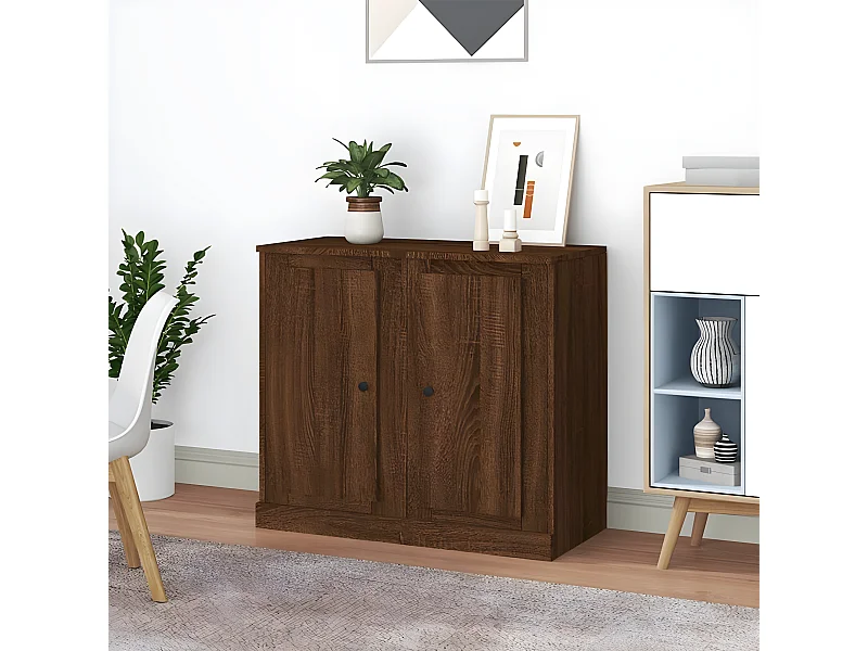 Buffets 2 pcs chêne marron 37,5x35,5x67,5 cm bois d'ingénierie
