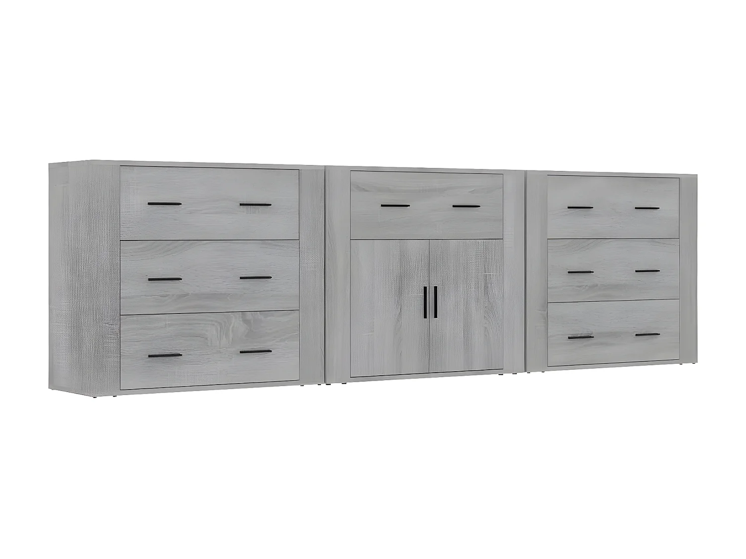 Buffets 3 pcs Sonoma gris Bois d'ingénierie
