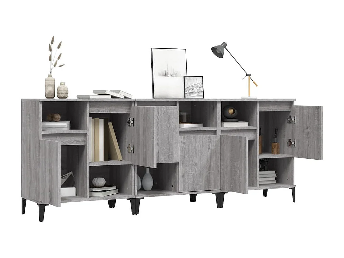 Buffets 3 pcs sonoma gris 60x35x70 cm bois d'ingénierie