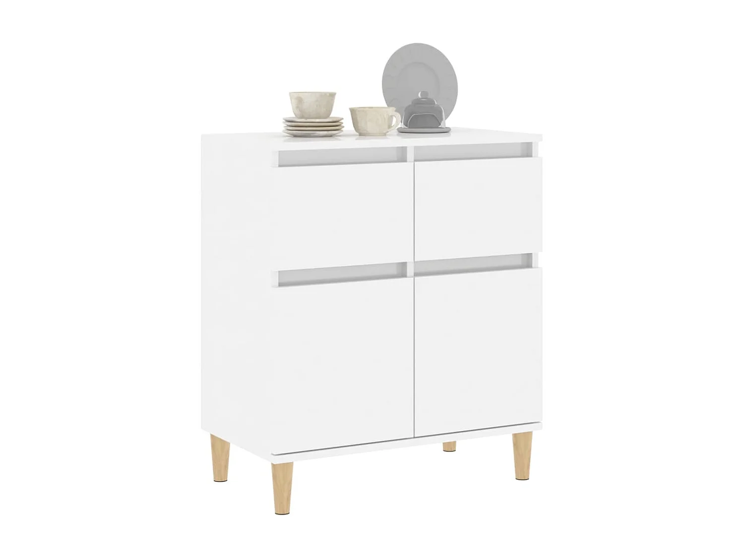 Buffet Blanc brillant 60x35x70 cm Bois d'ingénierie