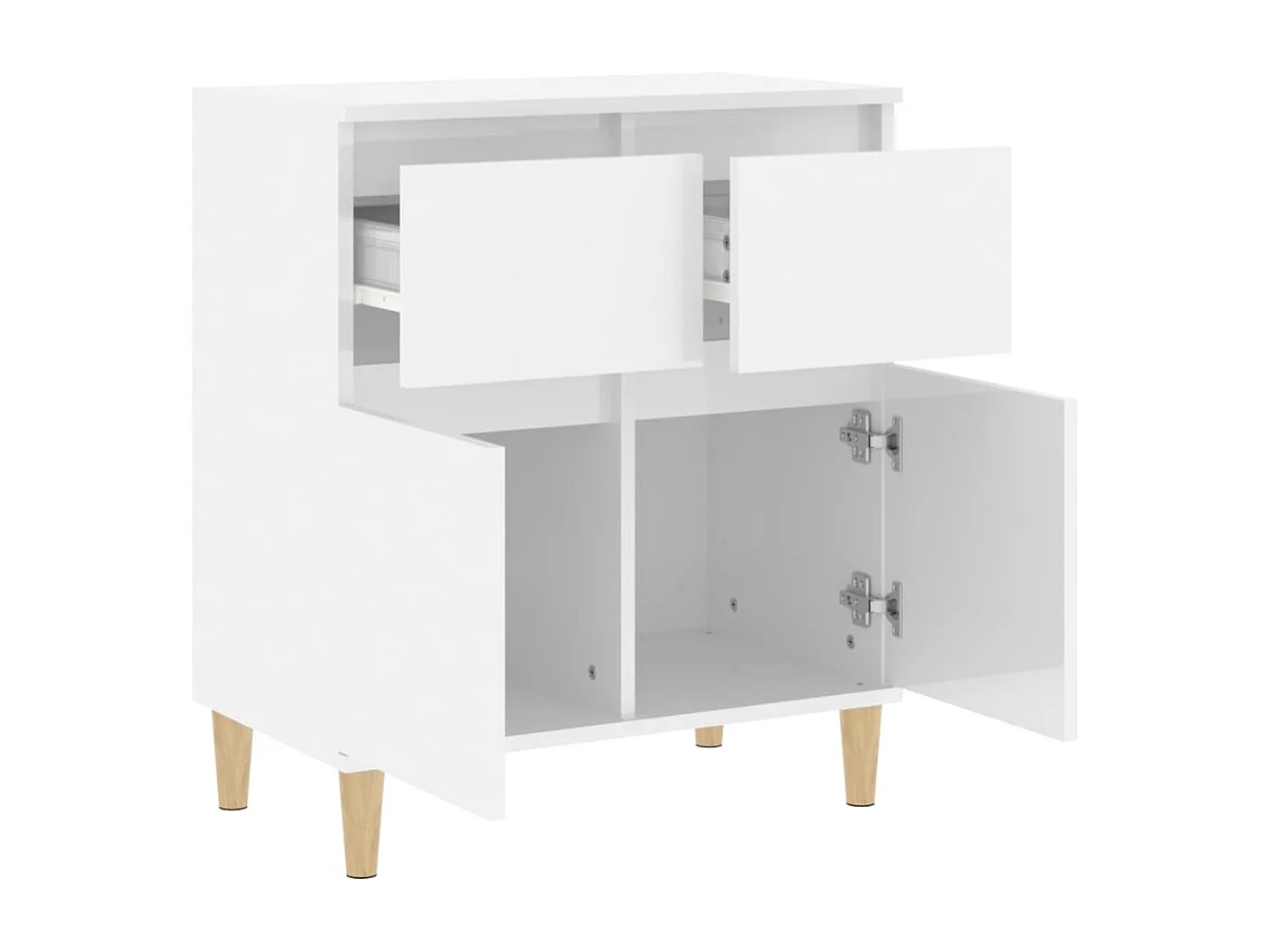 Buffet Blanc brillant 60x35x70 cm Bois d'ingénierie