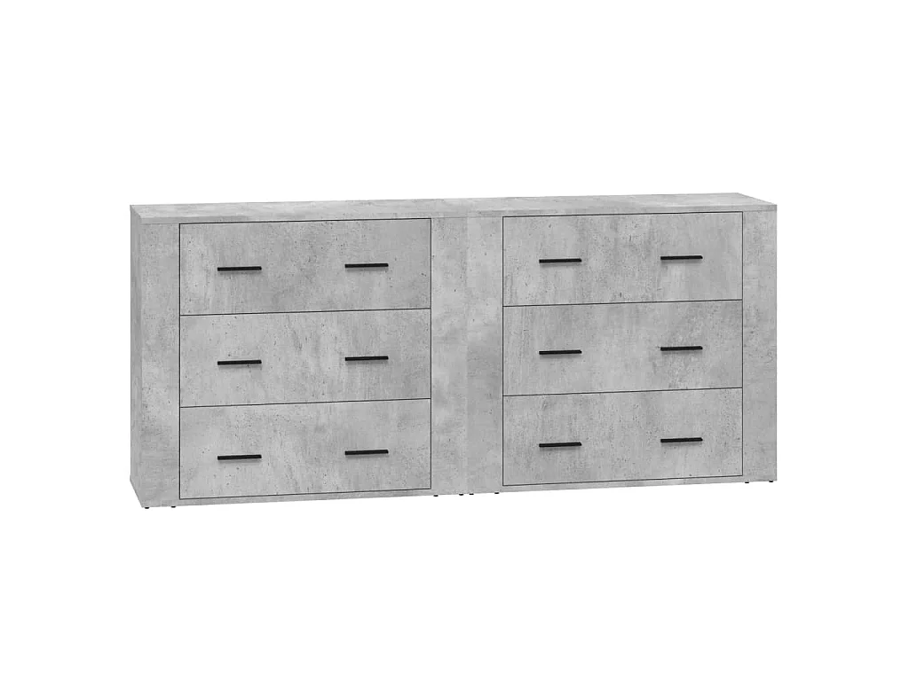 Buffets 2 pcs gris béton bois d'ingénierie