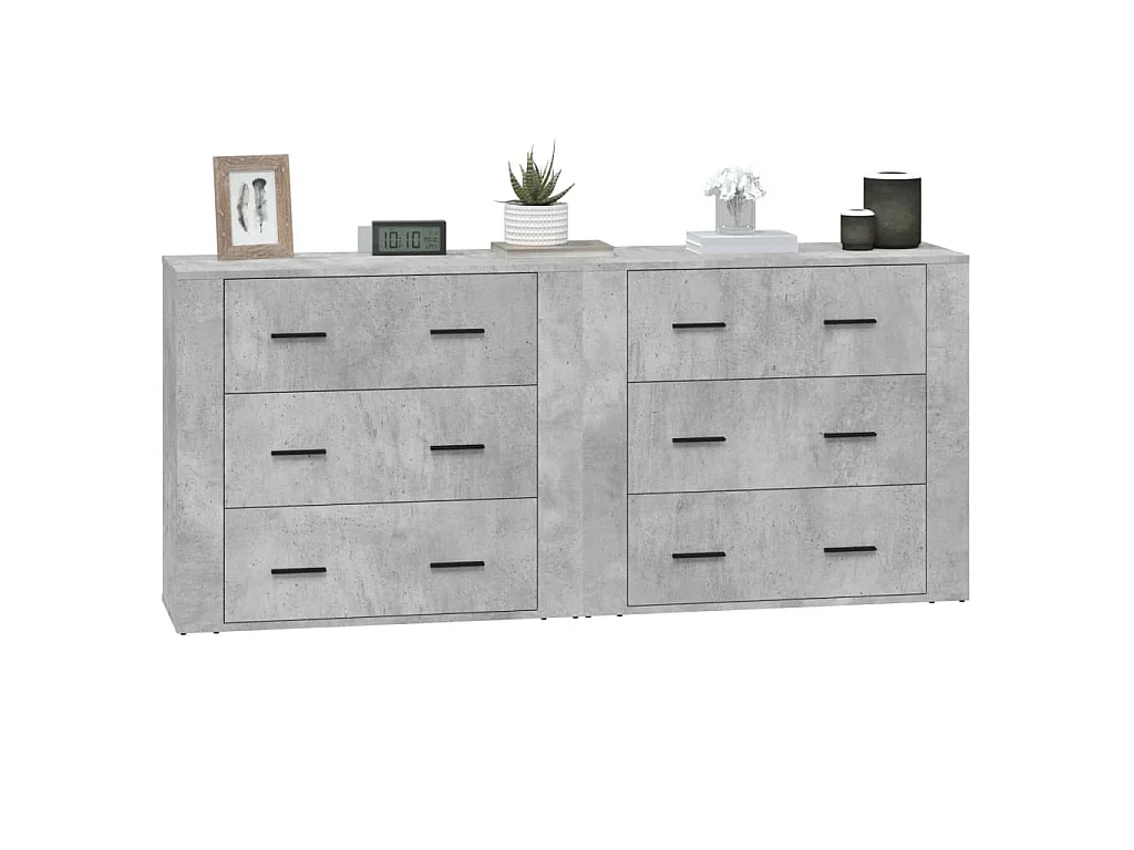 Buffets 2 pcs gris béton bois d'ingénierie