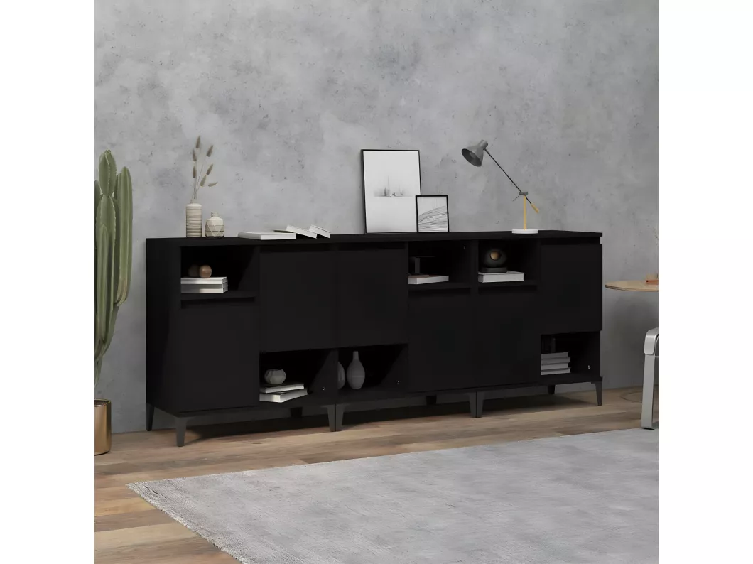 Kauf Unique Sideboards 3 Stk. Schwarz 60x35x70 cm Holzwerkstoff