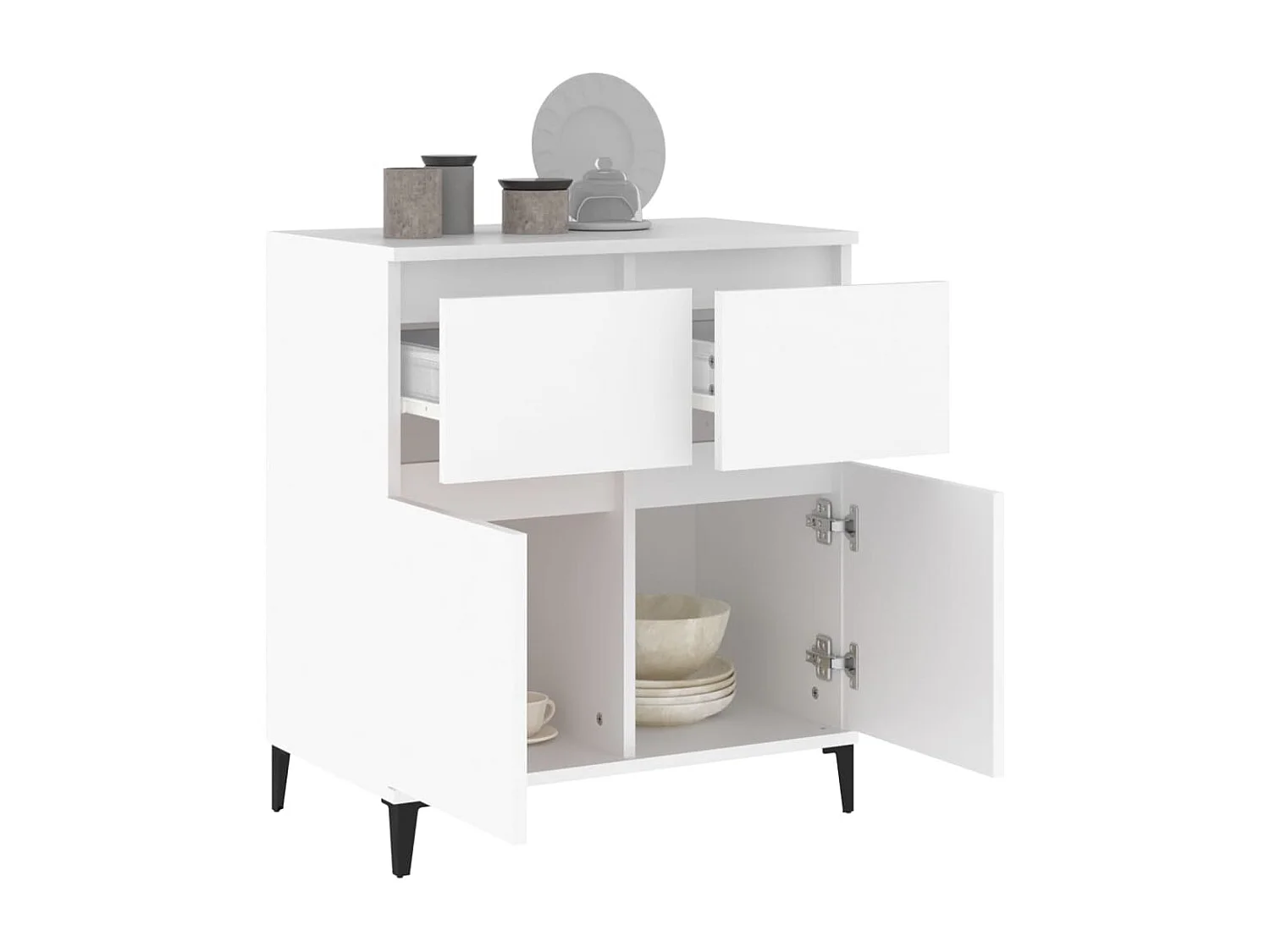 Aparador de madera contrachapada blanco 60x35x70 cm