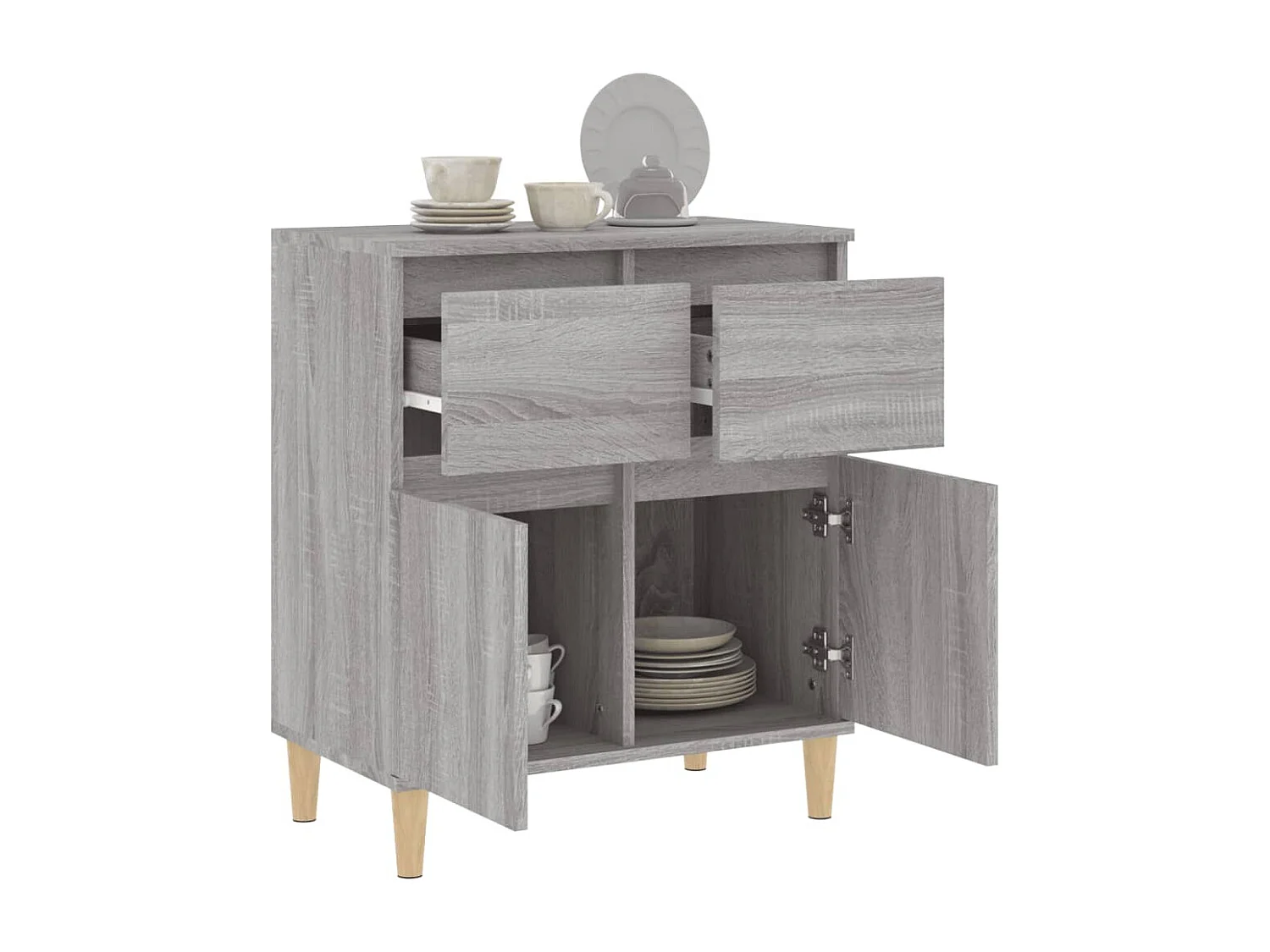 Aparador de madera contrachapada gris Sonoma 60x35x70 cm