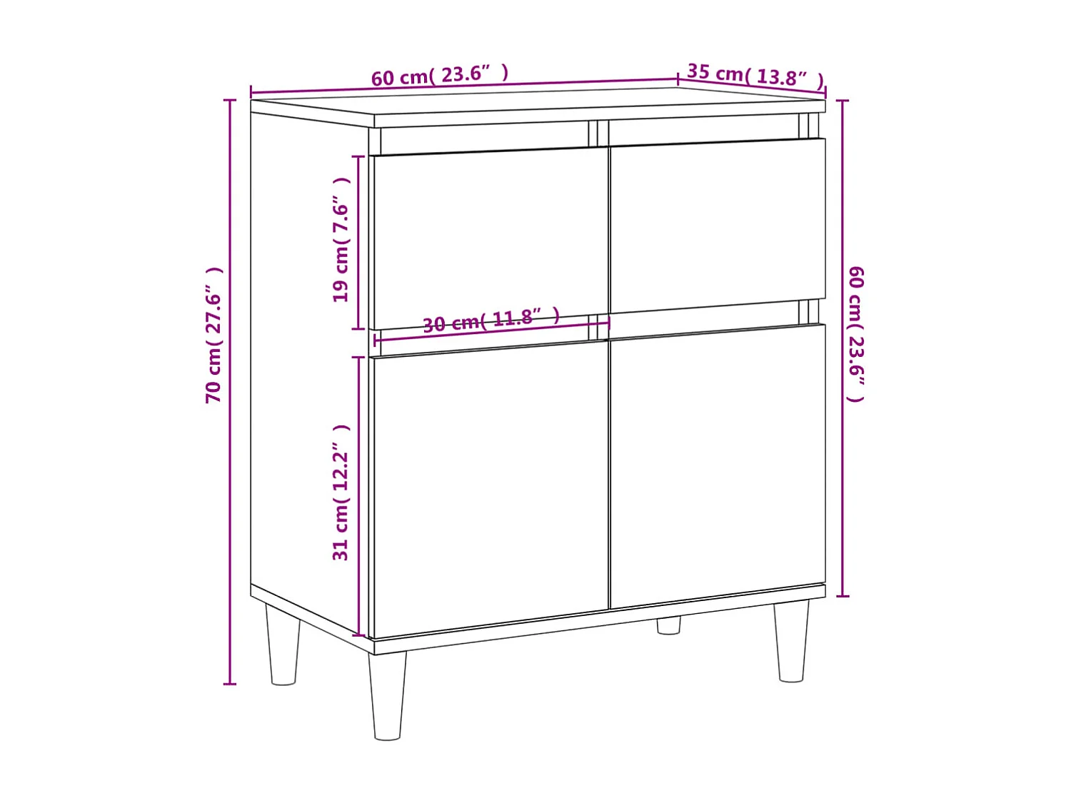 Buffet Sonoma gris 60x35x70 cm Bois d'ingénierie