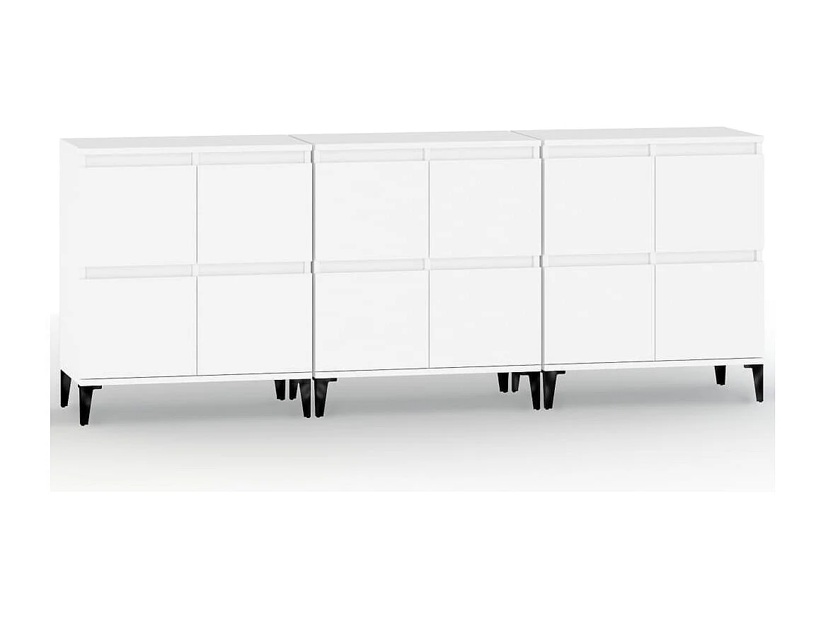 Dressoirs 3 st 60x35x70 cm bewerkt hout wit