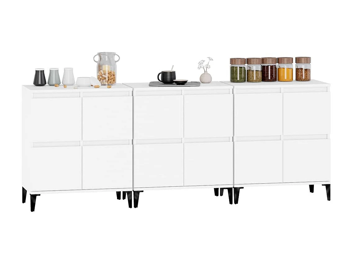Buffets 3 pcs blanc 60x35x70 cm bois d'ingénierie