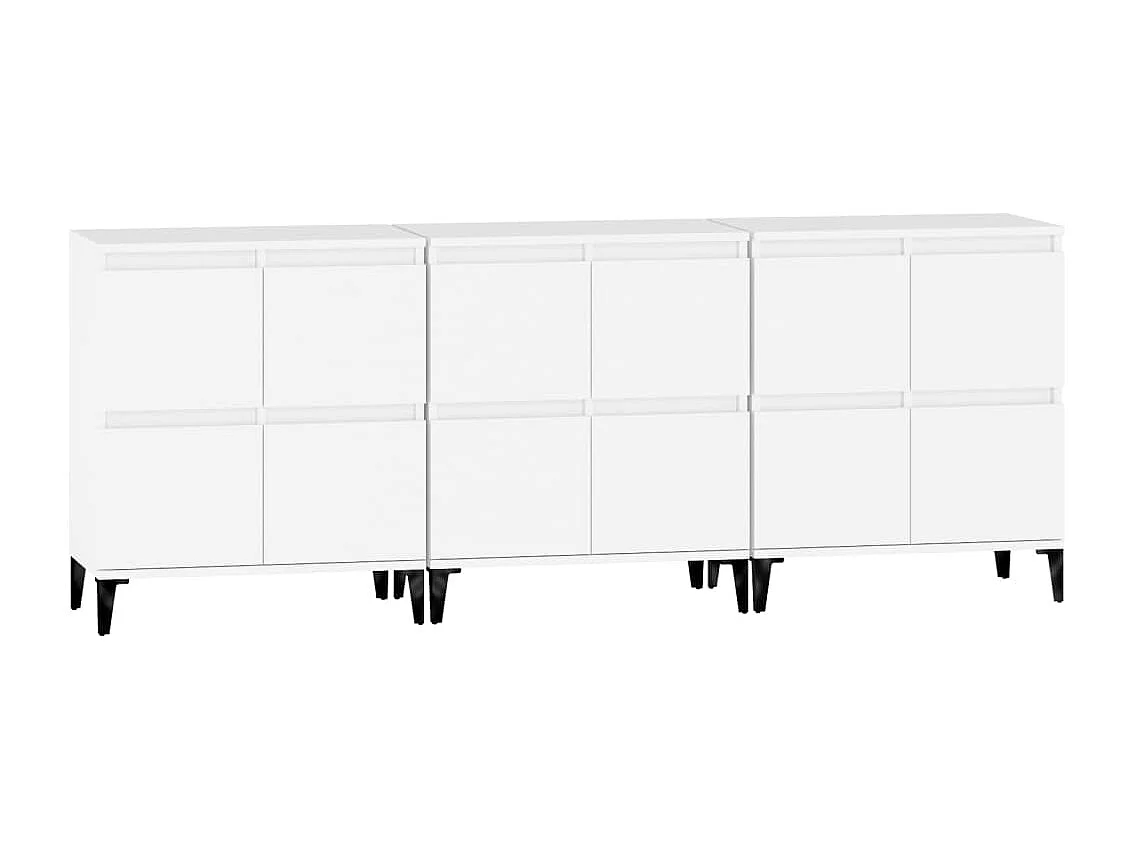 Buffets 3 pcs blanc 60x35x70 cm bois d'ingénierie