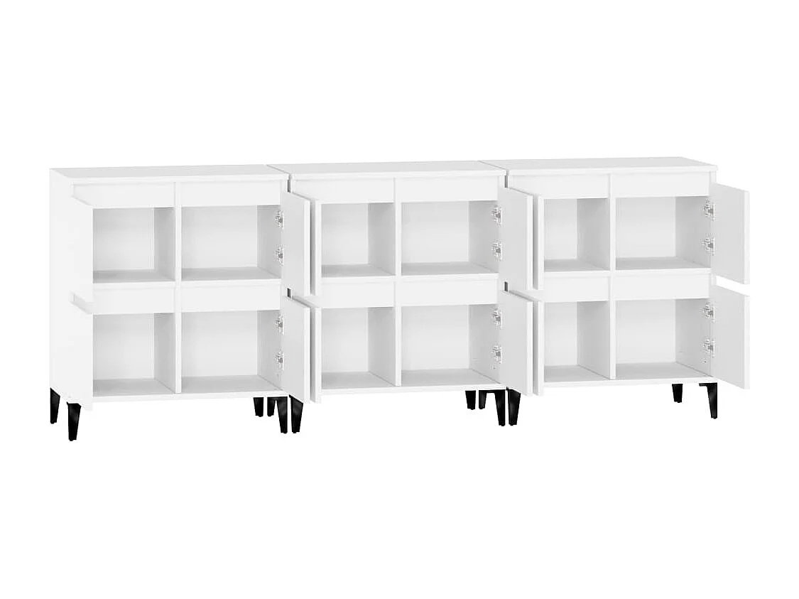 Buffets 3 pcs blanc 60x35x70 cm bois d'ingénierie