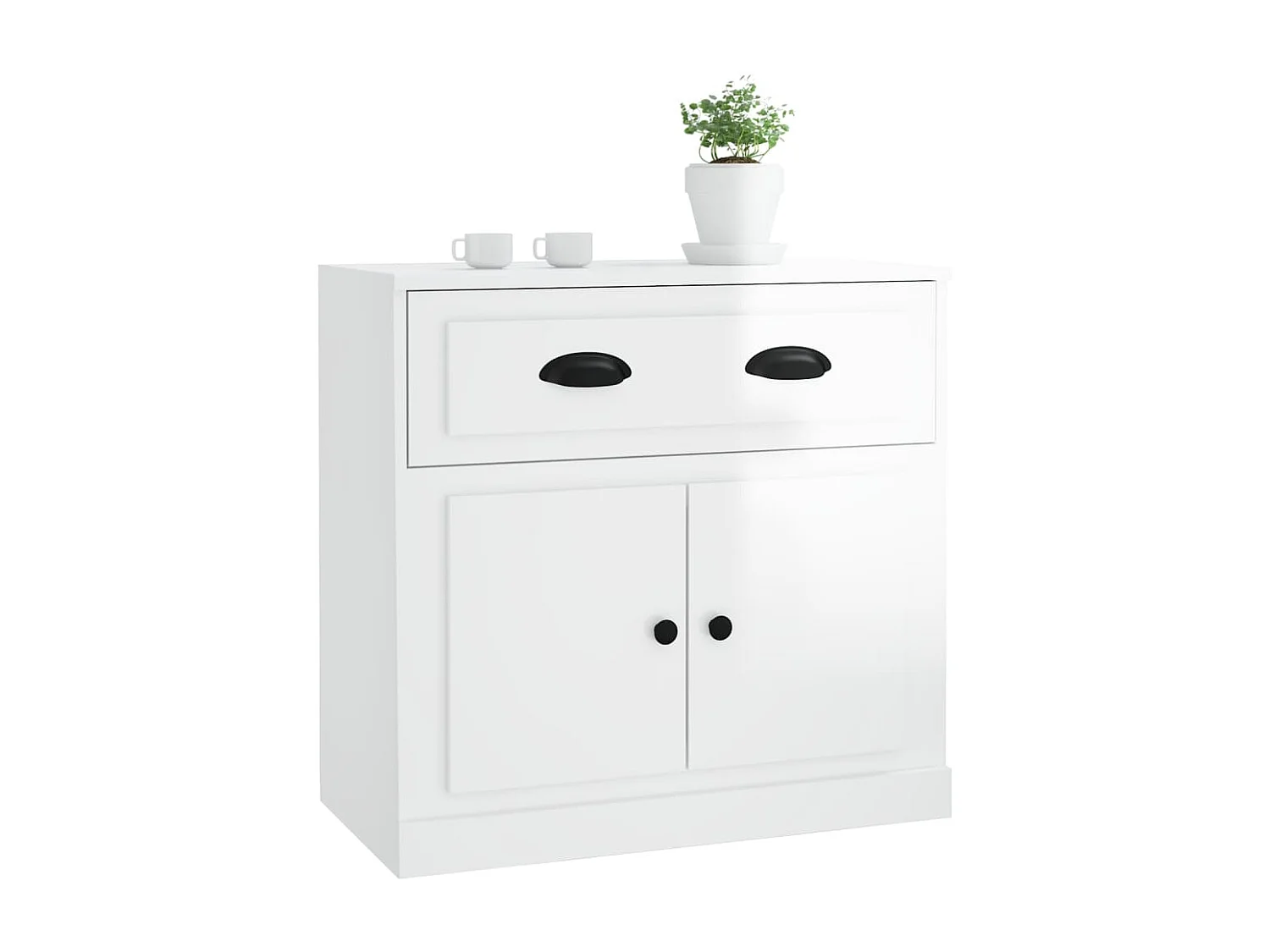 Buffet blanc brillant 70x35,5x67,5 cm bois d'ingénierie