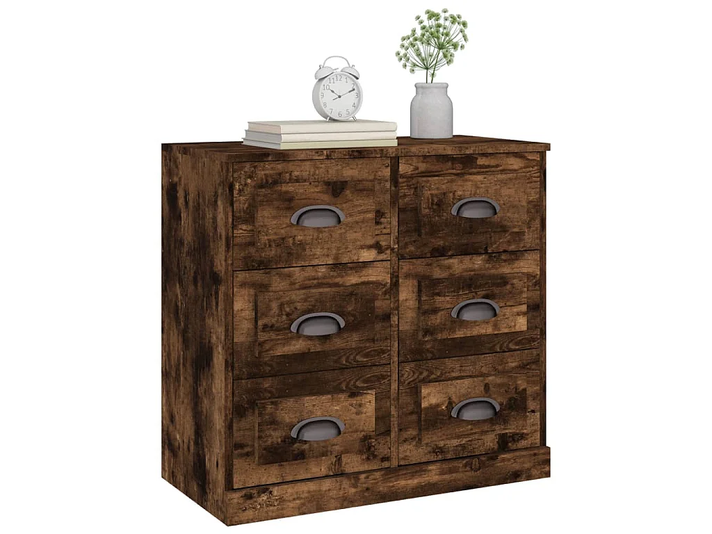 Buffet chêne fumé 70x35,5x67,5 cm bois d'ingénierie