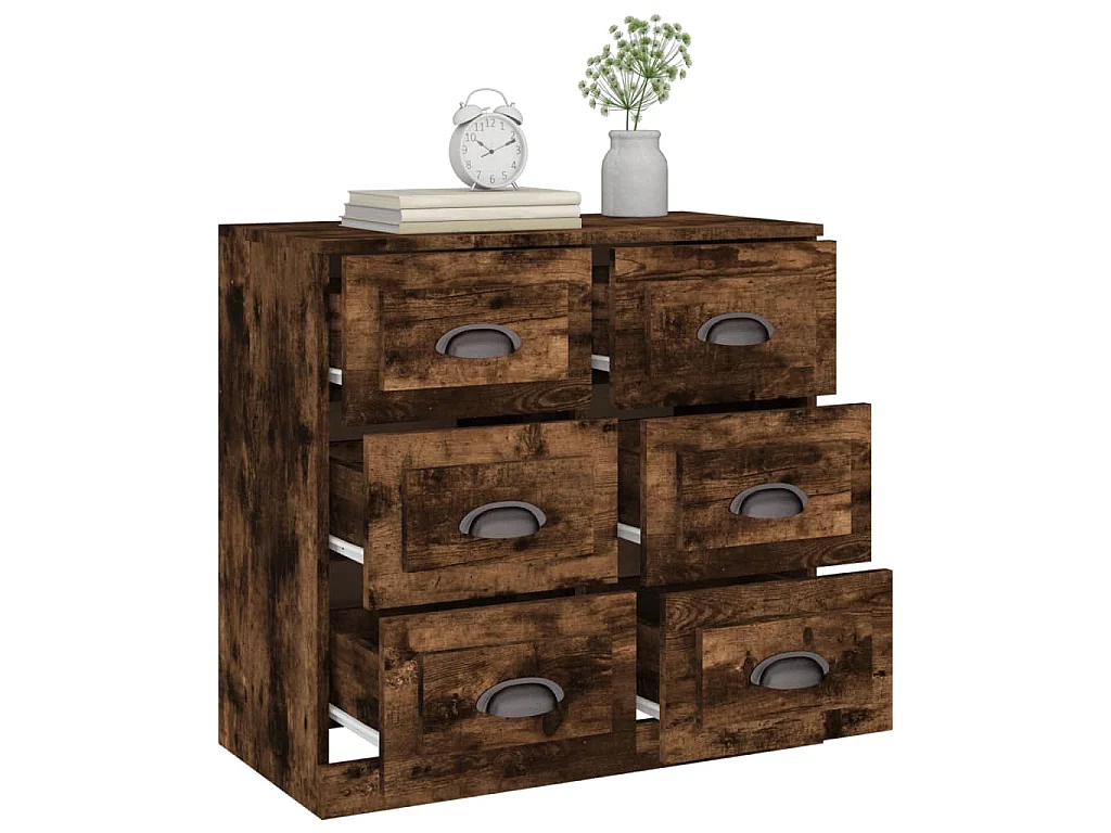 Buffet chêne fumé 70x35,5x67,5 cm bois d'ingénierie