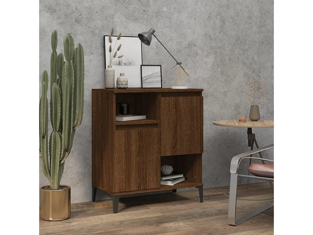 Credenza Rovere Marrone 60x35x70 cm in Legno Multistrato