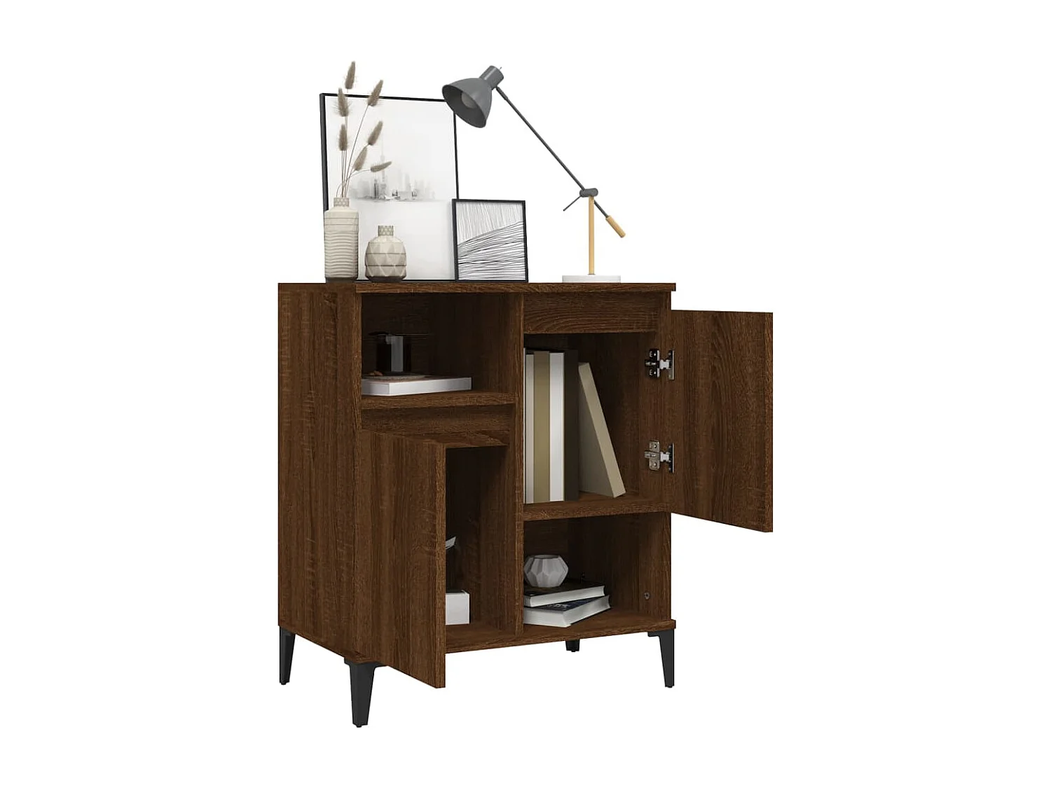 Credenza Rovere Marrone 60x35x70 cm in Legno Multistrato