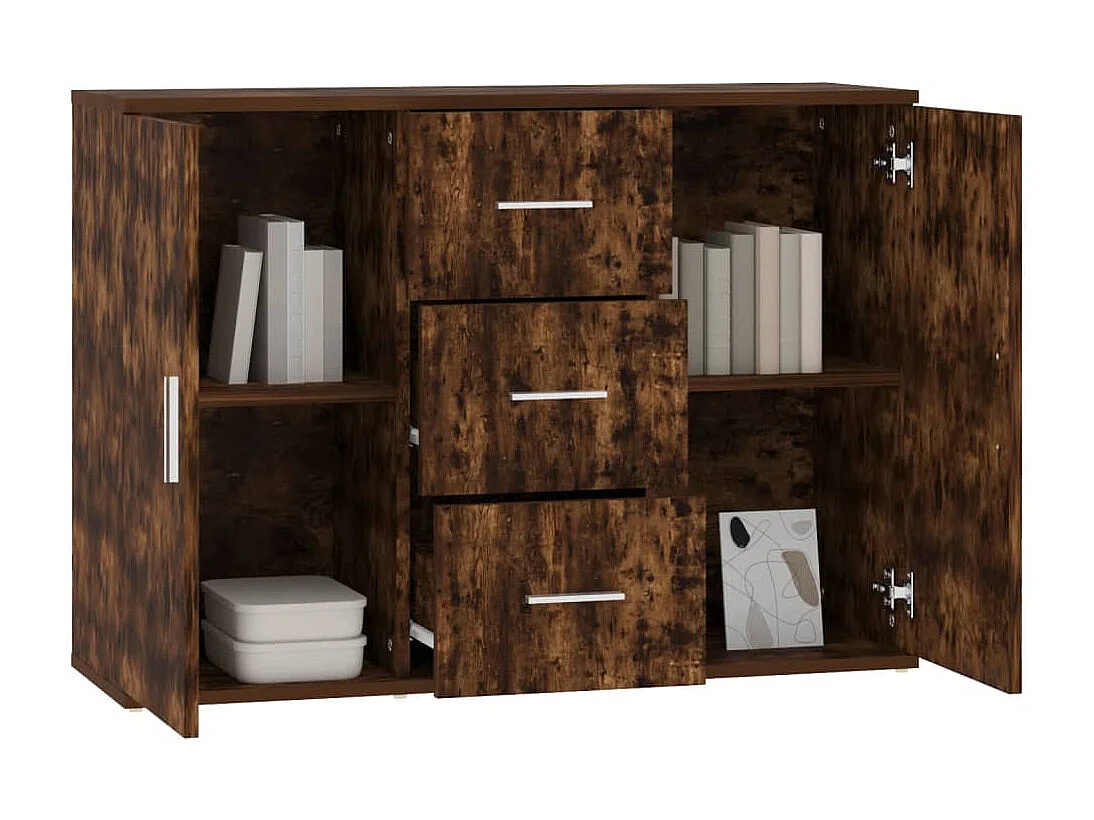 Dressoir 91x29,5x65 cm bewerkt hout gerookt eikenkleurig