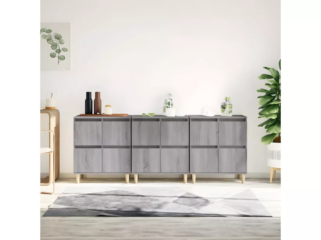 Kauf Unique Sideboards 3 Stk. Grau Sonoma 60x35x70 cm Holzwerkstoff