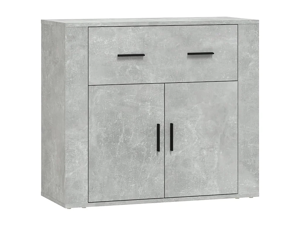 Buffets 3 pcs gris béton bois d'ingénierie