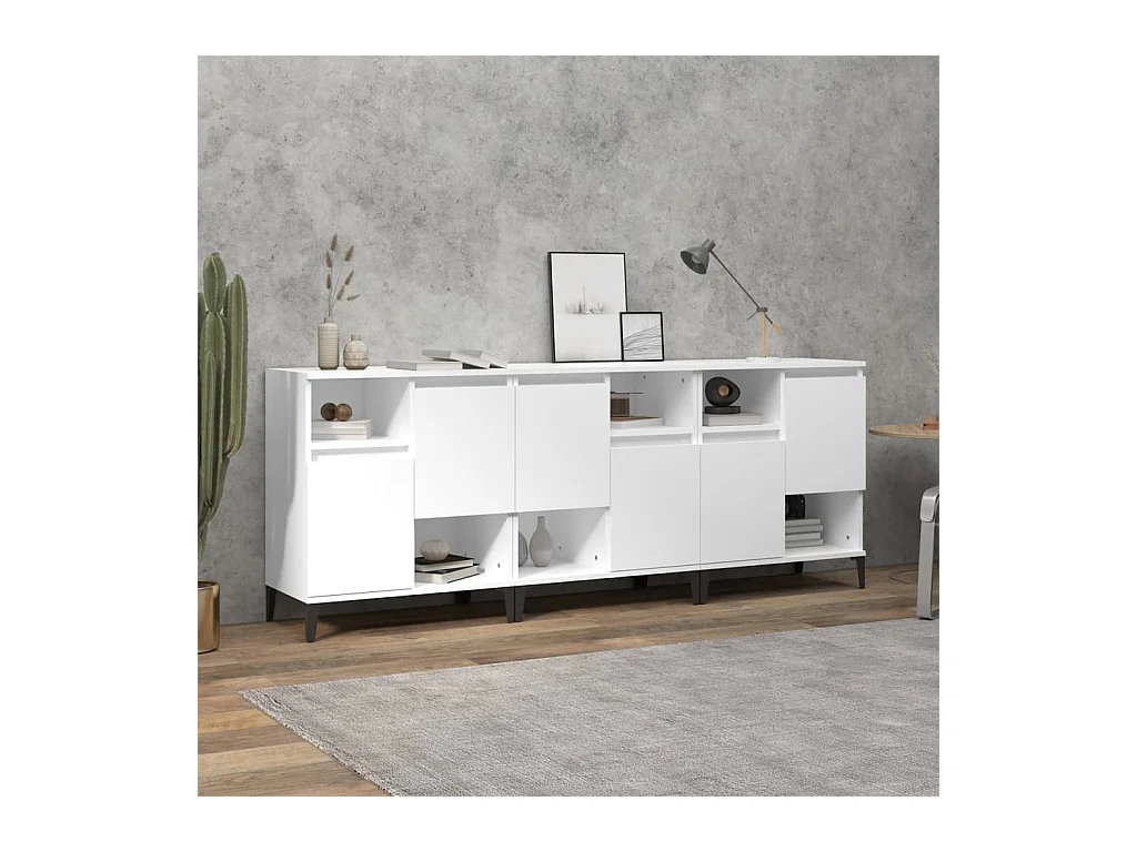 Buffets 3 pcs blanc 60x35x70 cm bois d'ingénierie