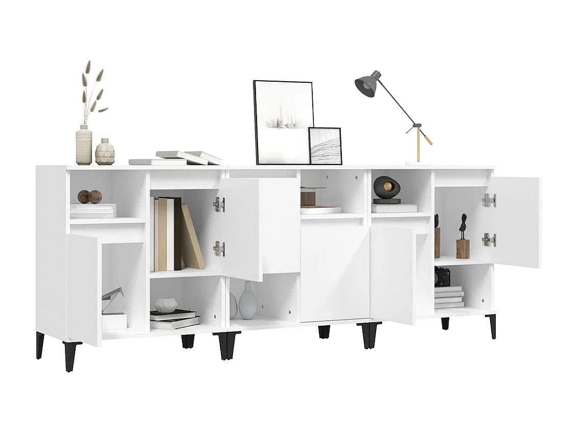 Buffets 3 pcs blanc 60x35x70 cm bois d'ingénierie