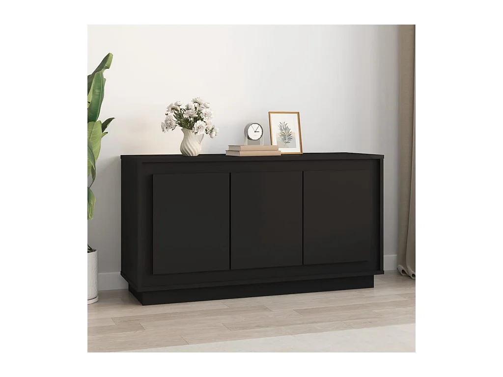 Buffet noir 102x35x55 cm bois d'ingénierie