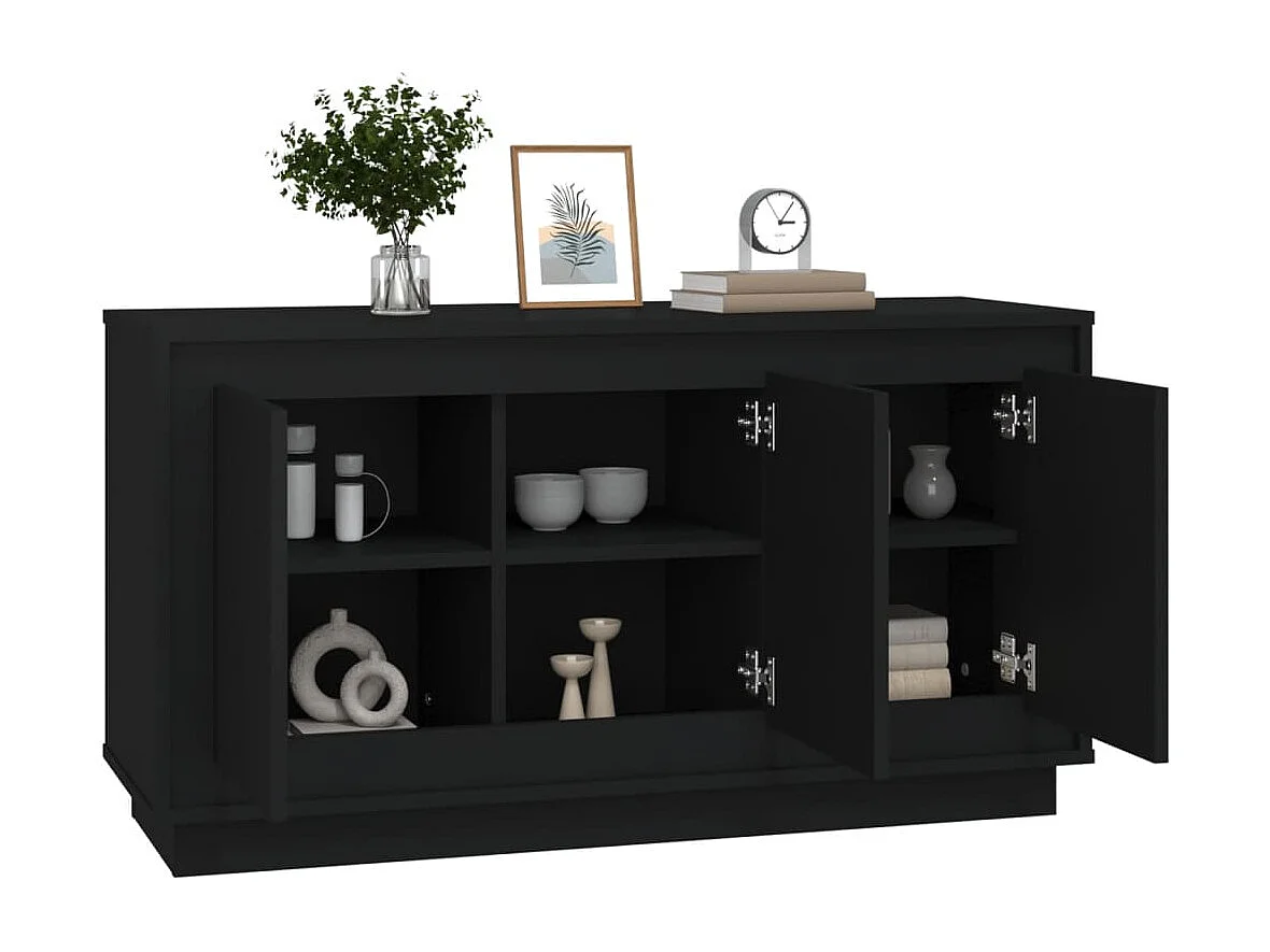 Credenza Nera 102x35x55 cm in Legno Multistrato