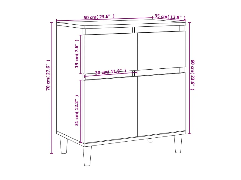 Buffet Blanc 60x35x70 cm Bois d'ingénierie