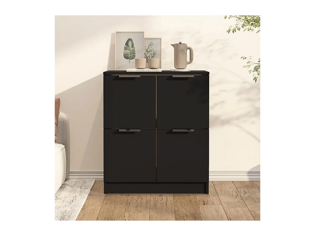 Buffet noir 60x30x70 cm bois d'ingénierie