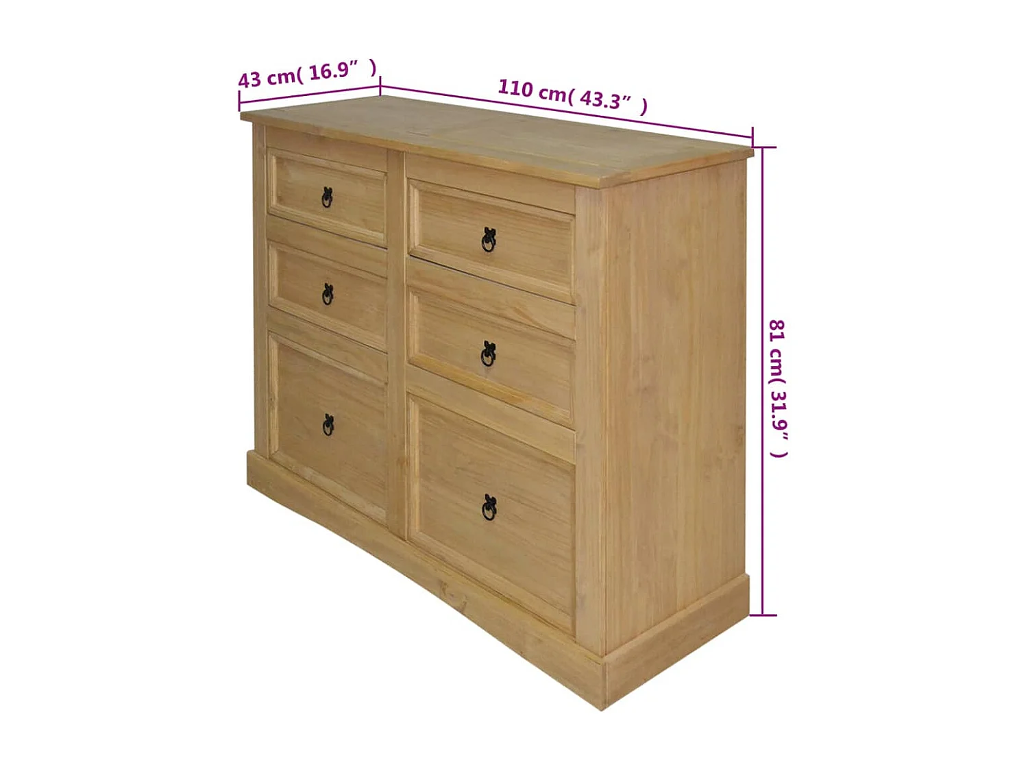 Buffet Gamme Corona Pin mexicain 110x43x81 cm