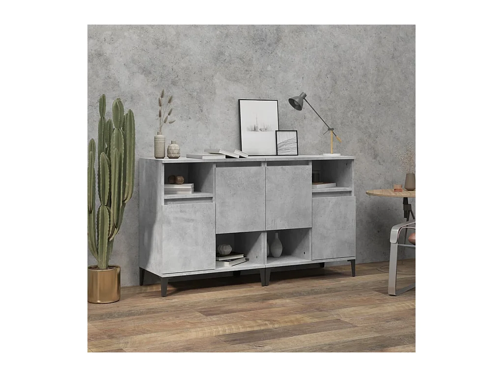 Buffets 2 pcs gris béton 60x35x70 cm bois d'ingénierie