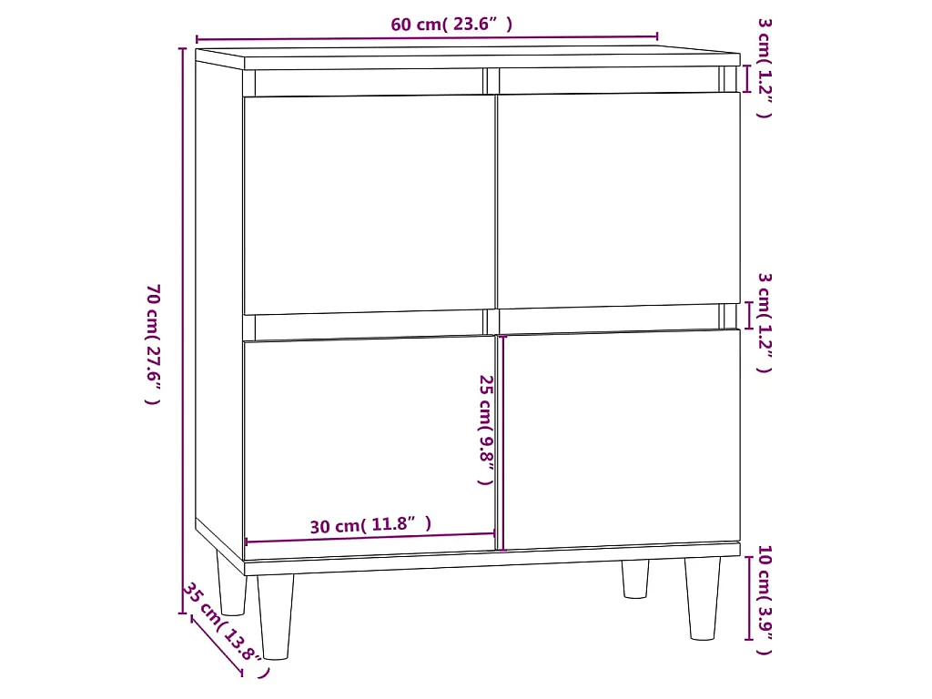 Dressoir 60x35x70 cm bewerkt hout betongrijs