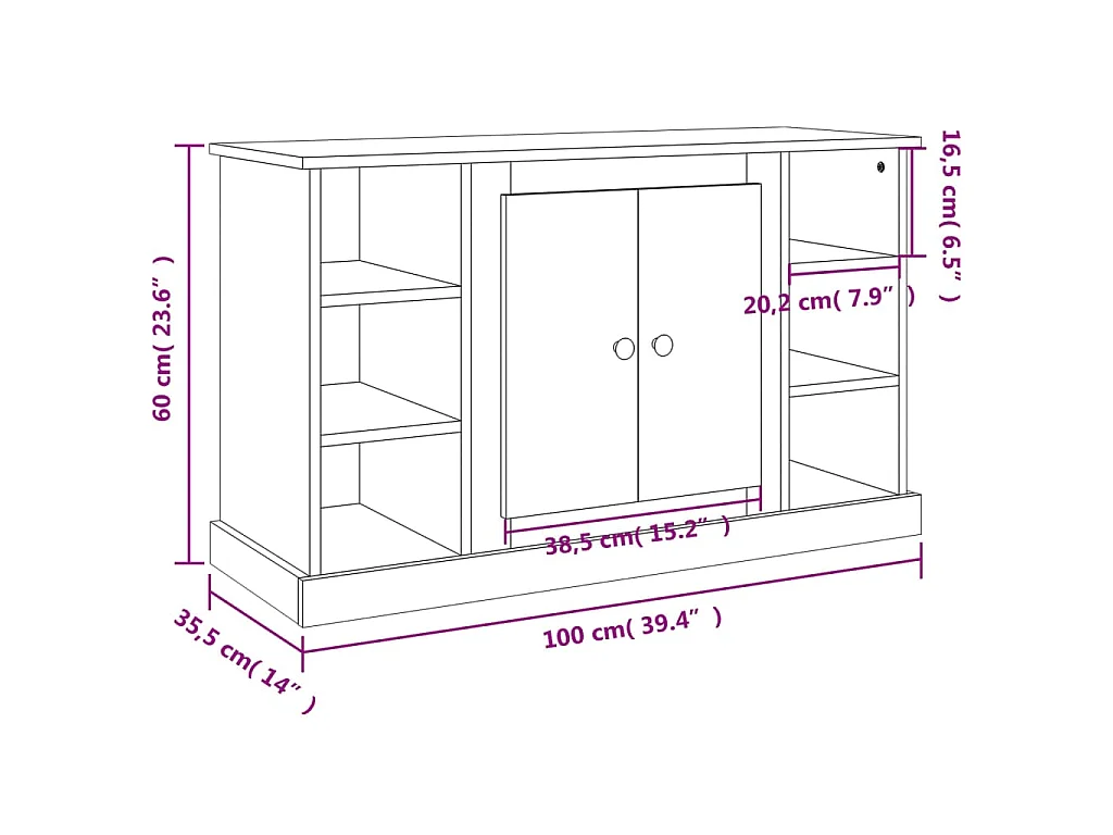 Buffet Sonoma gris 100x35,5x60 cm Bois d'ingénierie
