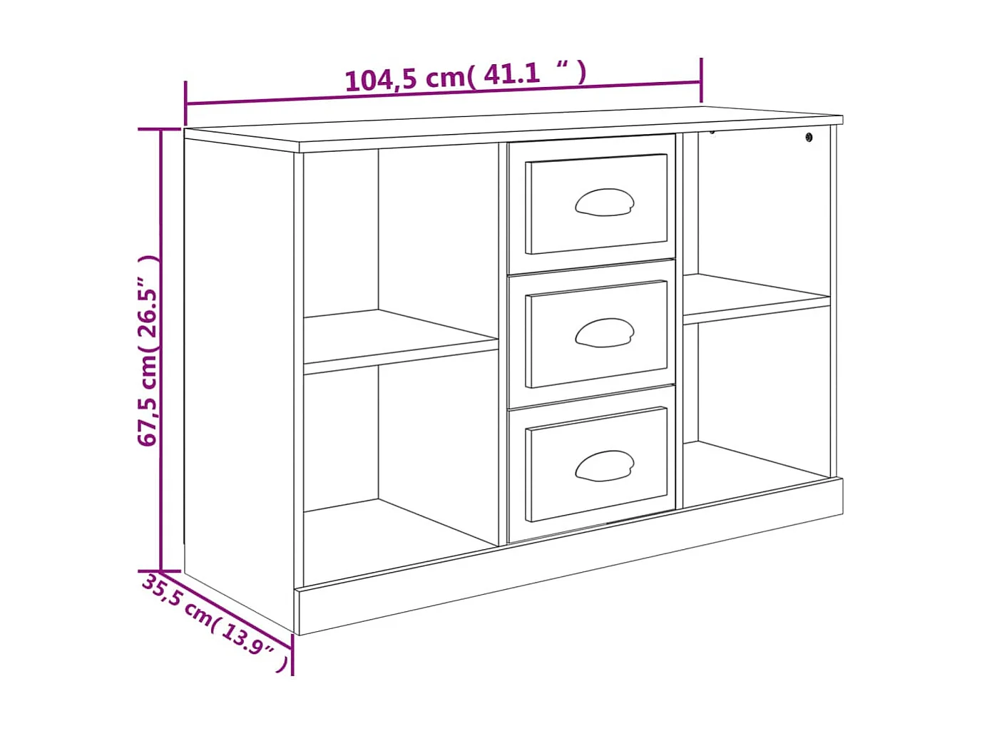 Sideboard Weiß 104,5x35,5x67,5 cm Holzwerkstoff