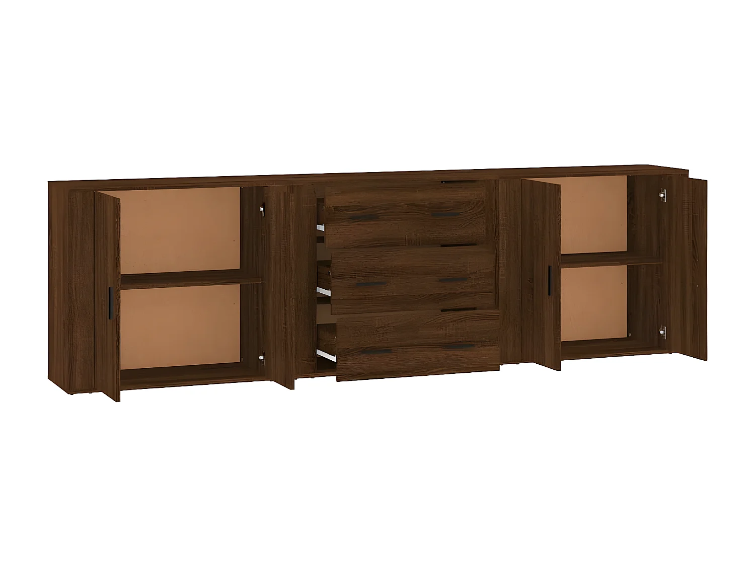 Buffets 3 pcs Chêne marron Bois d'ingénierie